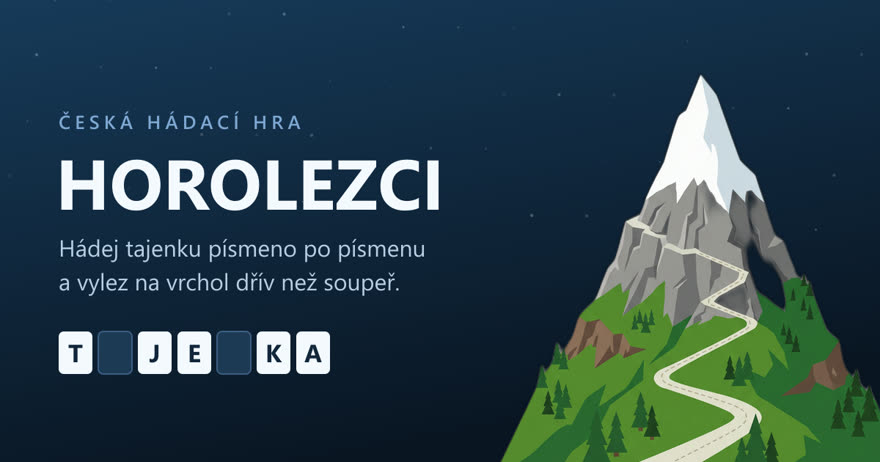 Horolezci — hora s cestou na vrchol a rozehraná tajenka